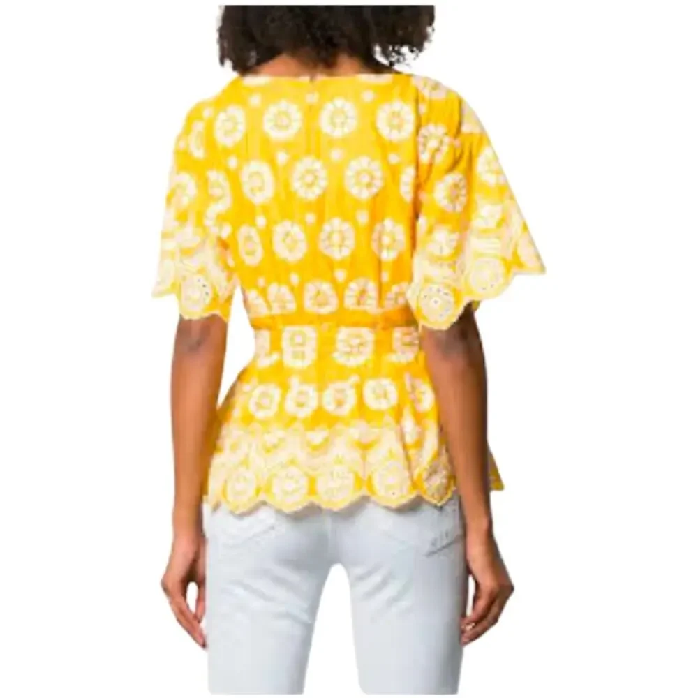 Tory Burch Embroidered Eyelet Top in Sunlight Yellow Size 4 NWOT